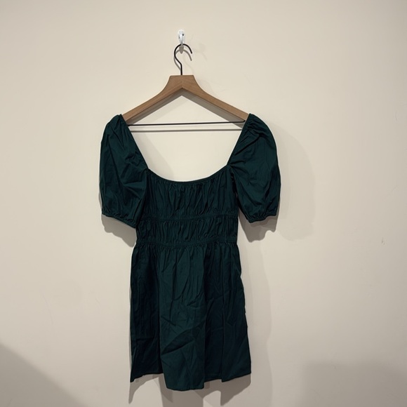 • Reformation • Woods organic cotton square neck Mini Dress Dark Green Small - Picture 5 of 5